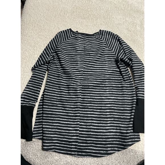 Bar by Melis Kozan Women's Size Medium Striped Side Zip Sweatshirt Black Gray - Picture 5 of 9